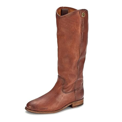 Frye Melissa Button 2 Equestrian-Inspired Tall Boots for Women Made from Hard-Wearing Vintage Leather with Antique Metal Hardware and Leather Outsole – 15 ½” Shaft Height, Cognac, 9 | Amazon (US)