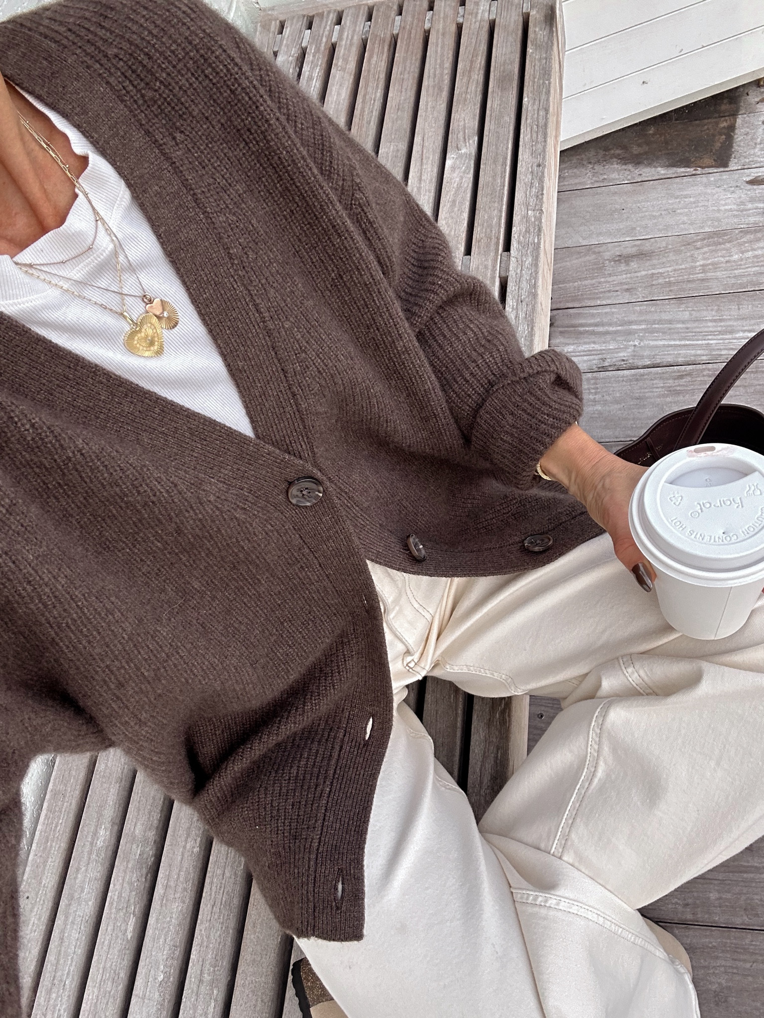 Love this cashmere chocolate brown cardigan. So beautiful and cozy 
Has a naturally oversized fit and I’m wearing my regular size (Xs) 

#LTKOver40