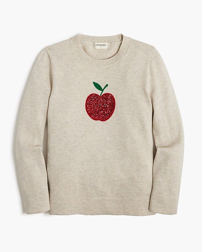 Girls' sequin apple Teddie sweater | J.Crew Factory