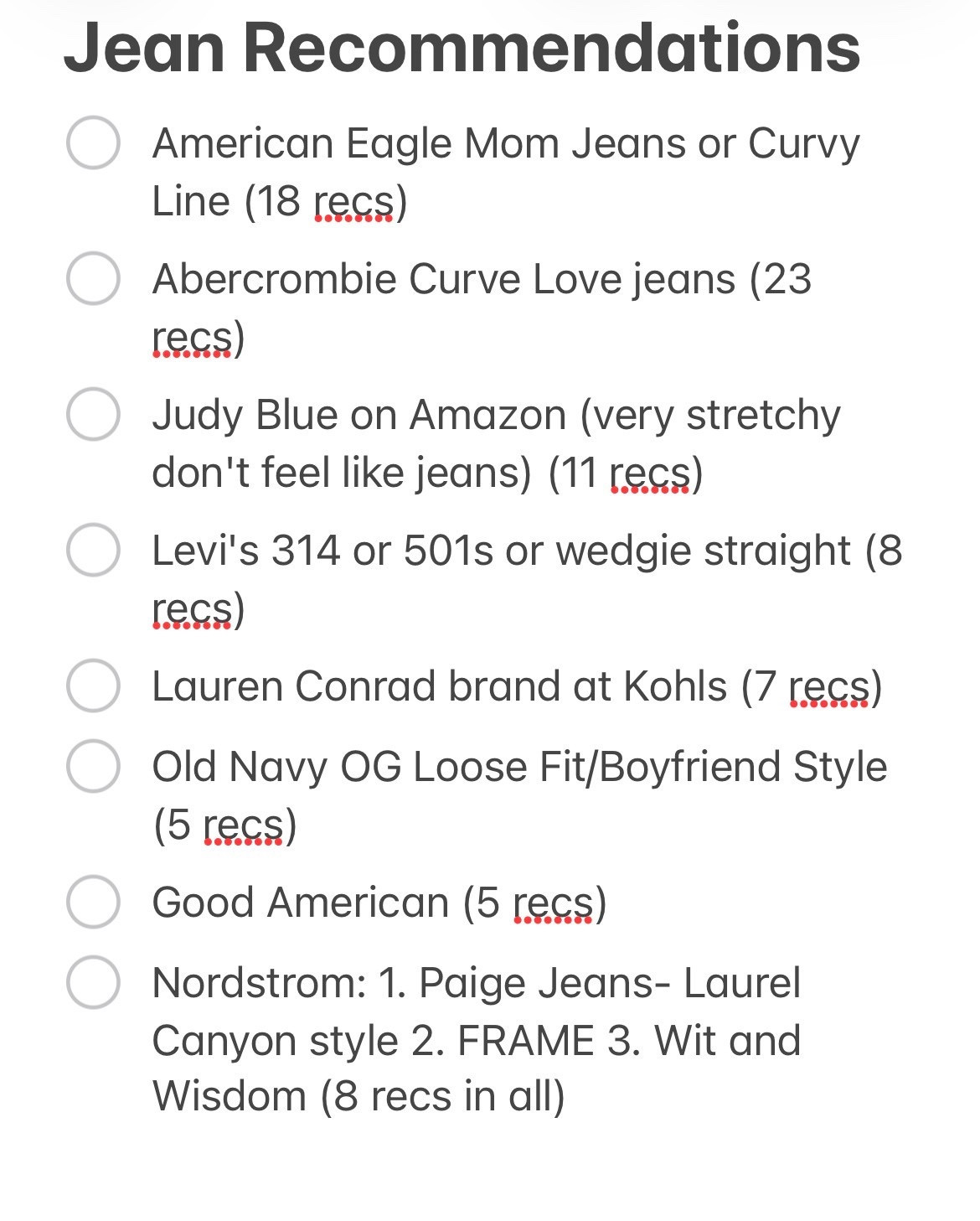 More jeans for a mom body—top recommendations 👖
These are the most-recommended jeans from other moms, with Abercrombie in the top spot. Each of these styles had at least 5+ recommendations, making them worth adding to the list.
If you have a smaller waist, bigger hips/butt/thighs, and want comfortable, non-skinny jeans that actually work for a mom body, these are the pairs moms kept raving about.
Save this if you’re jean shopping and want options that are actually mom-approved 👖✨

#LTKMidsize #LTKootd #LTKmomlife