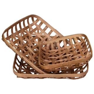 Northlight Brown Lattice Square Table Top Tobacco Baskets (Set of 3)-34219231 - The Home Depot | The Home Depot
