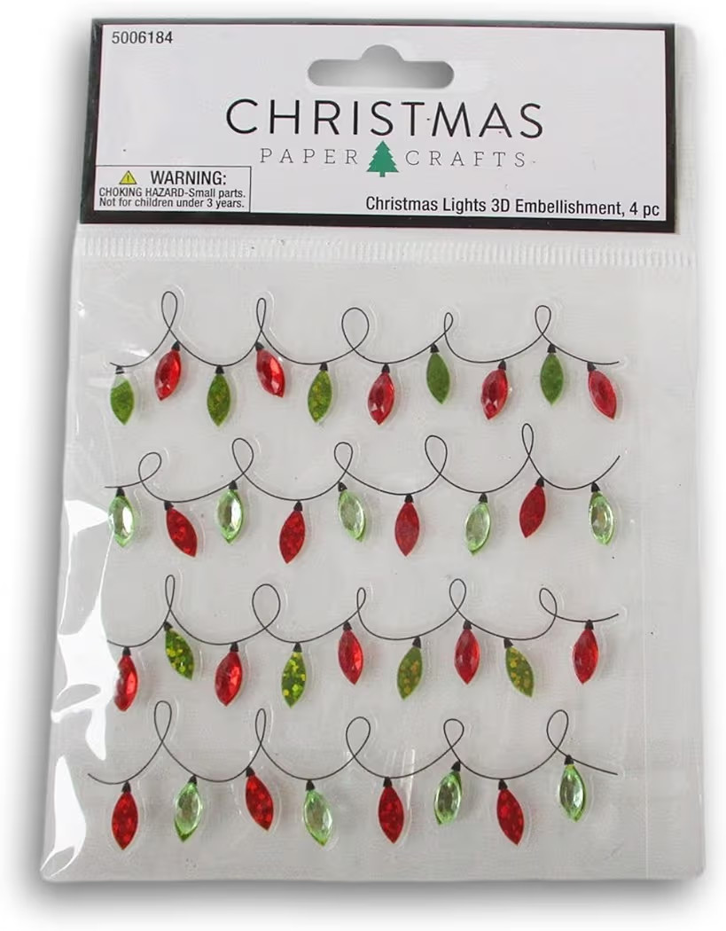 Christmas Light Embellishment Stickers - Glitter Adhesive Decals for Crafts & Scrapbooks - 4 Piec... | Amazon (US)