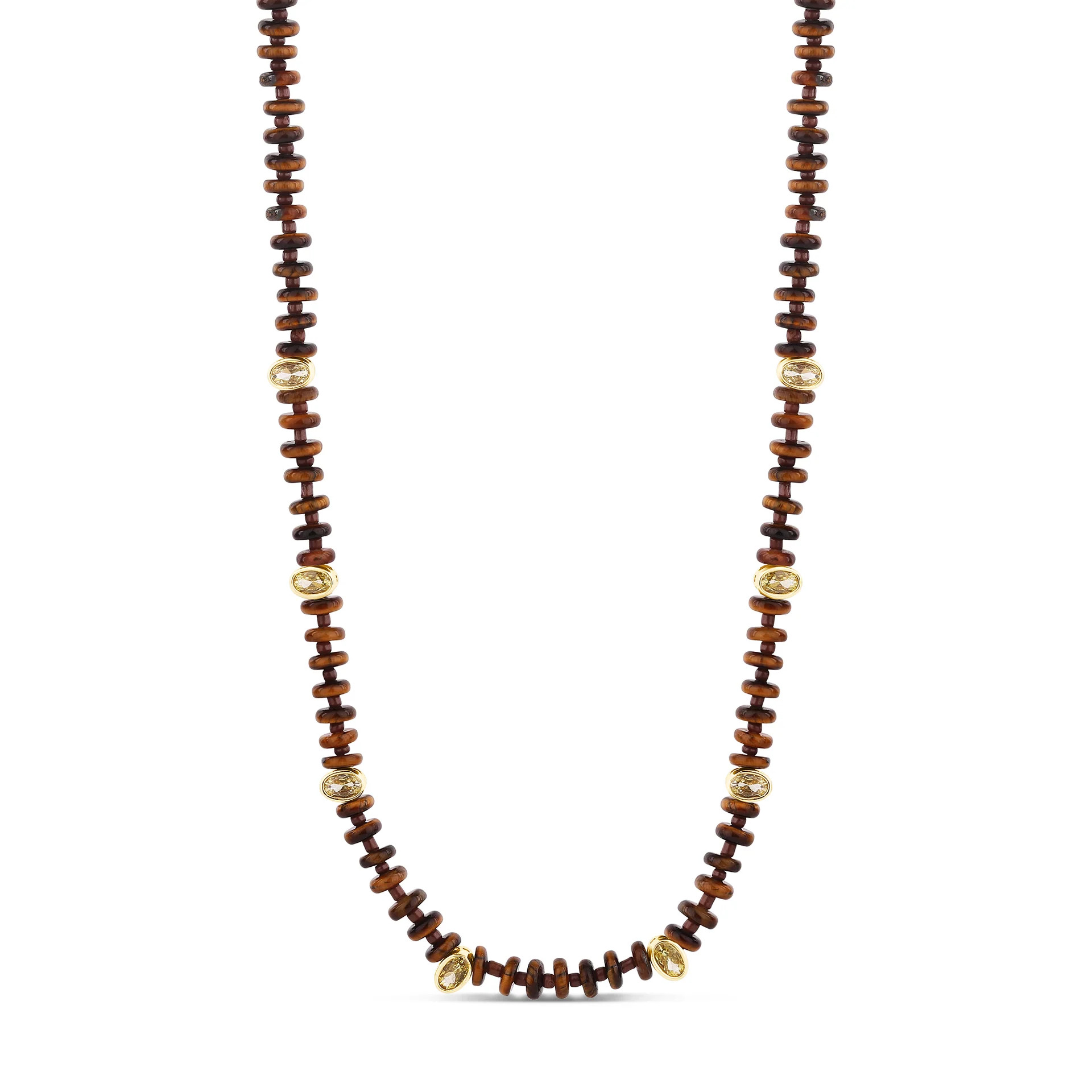 Tiger Eye Bead Necklace with Faceted Gem Accents | Hannah B Jewelry