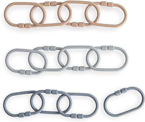 mushie Baby Chain Link Rings Toy 12 Count | Multiuse Car Seat Stroller Connecting Toy (Natural, S... | Amazon (US)