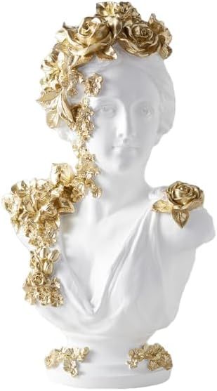 Z Gallerie Home Decor Chic White Greek Bust Statue with Gold Floral Accents - Dramatic Tabletop A... | Amazon (US)