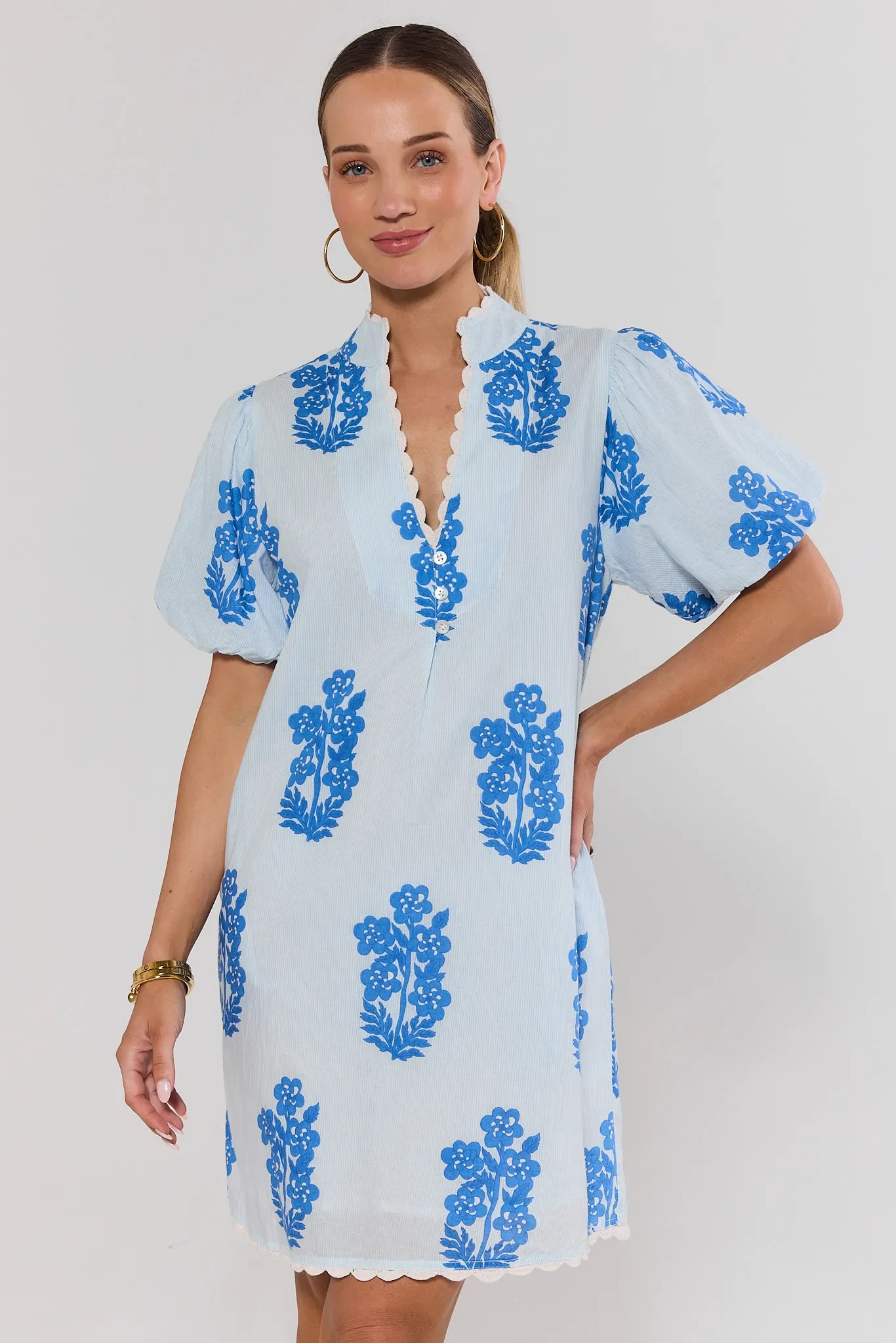 Blue Print Short Dress by THML | Avara