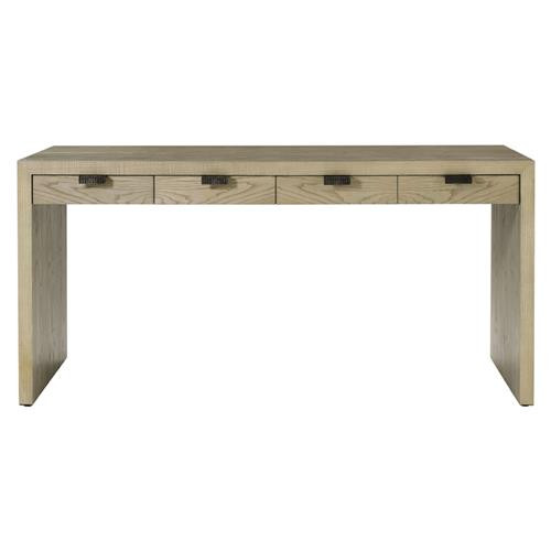 Theodore Alexander Catalina Rustic Dune Brown Oak Metal Pulls 4 Drawer Desk | Kathy Kuo Home