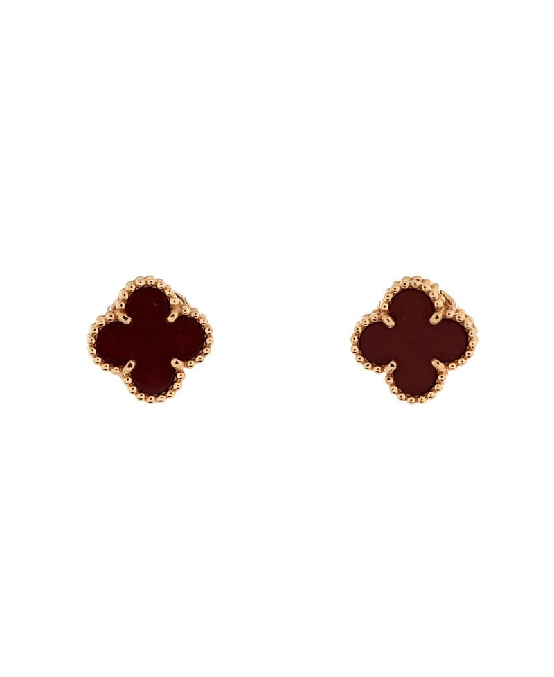 Pre-Owned Van Cleef & Arpels Sweet Alhambra Stud Earrings 18K Rose Gold and Carnelian | Bloomingdale's (US)