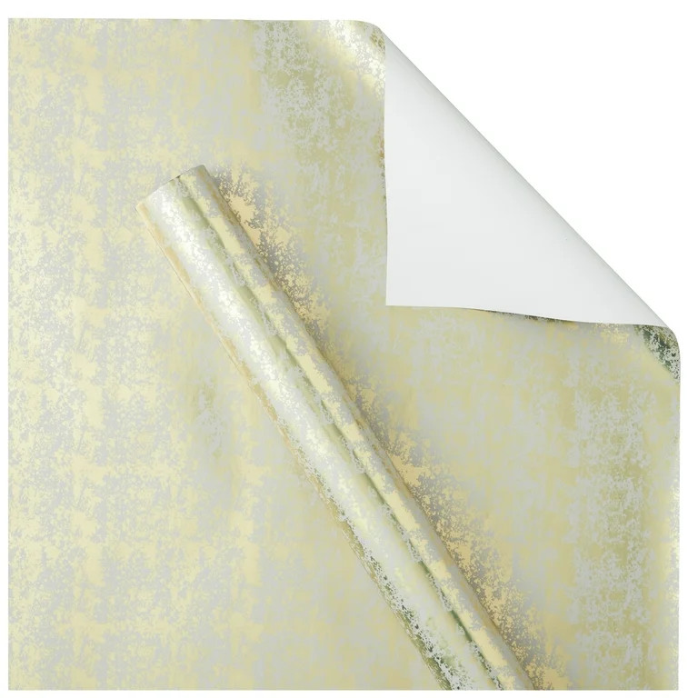 Gold Foil Distressed Premium Heavyweight Christmas Wrapping Paper, 40 sq ft, by My Texas House | Walmart (US)