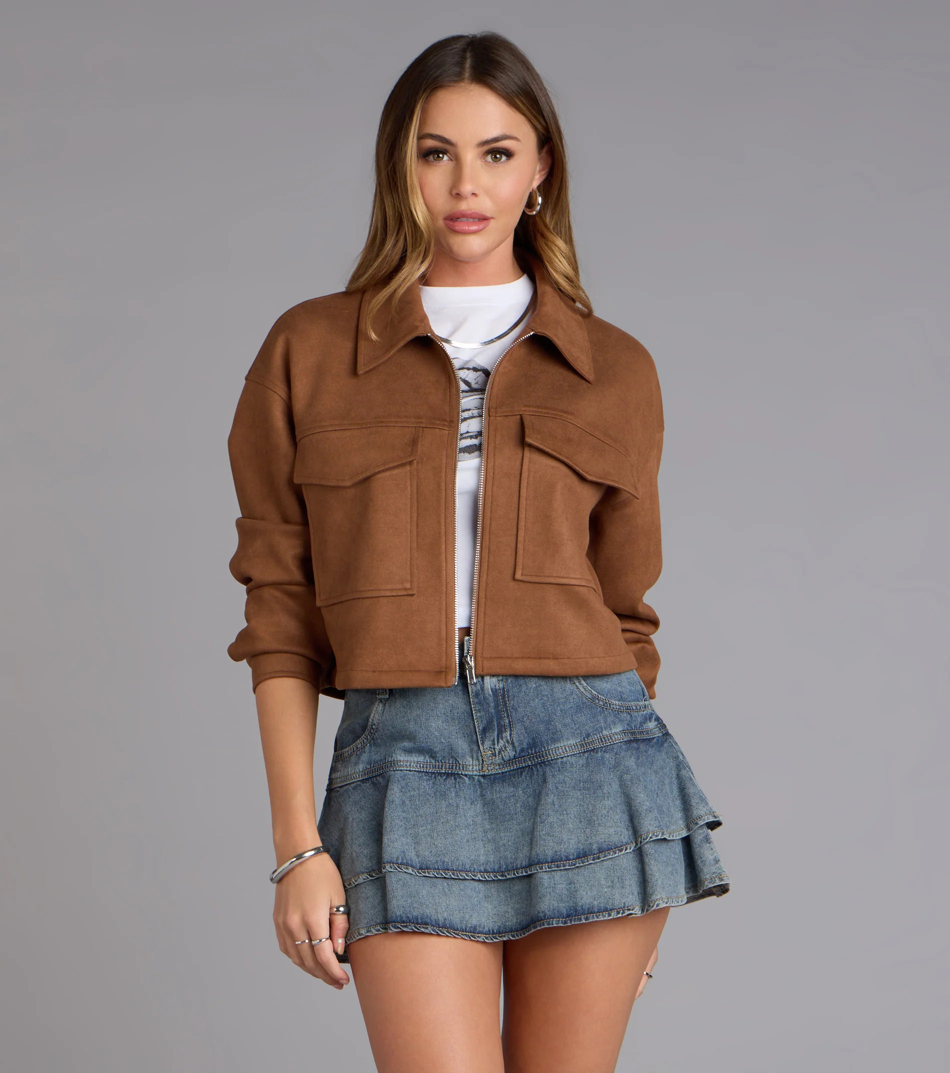 Suede Crush Collared Crop Jacket | Windsor Stores