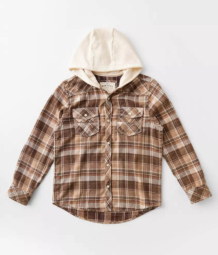 Boys - Hooded Plaid Shirt | Buckle