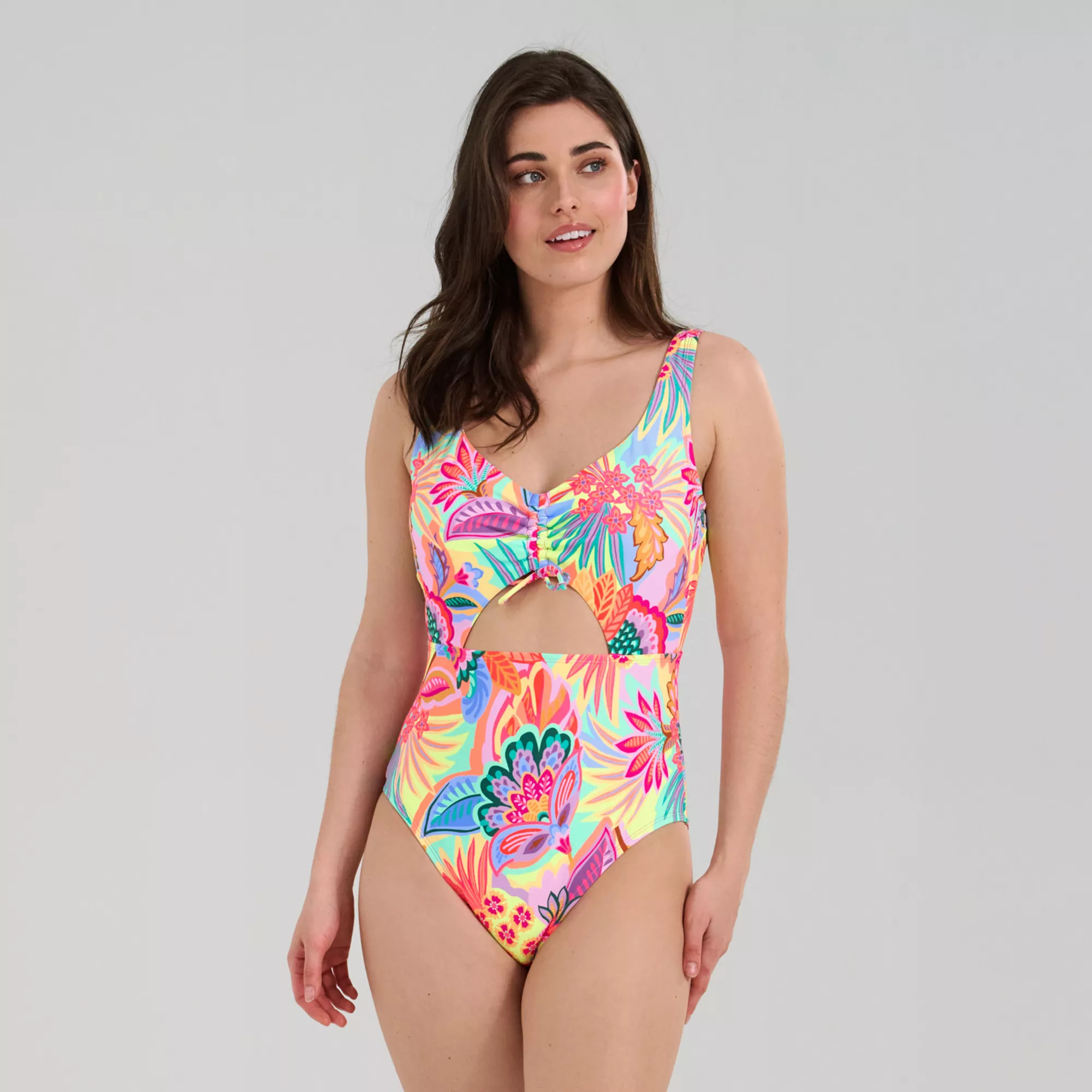 Women's Freshwater Keyhole Shirred Front One-Piece Swimsuit | Kohl's