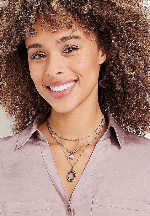 Pink Stone Layered Necklace | Maurices