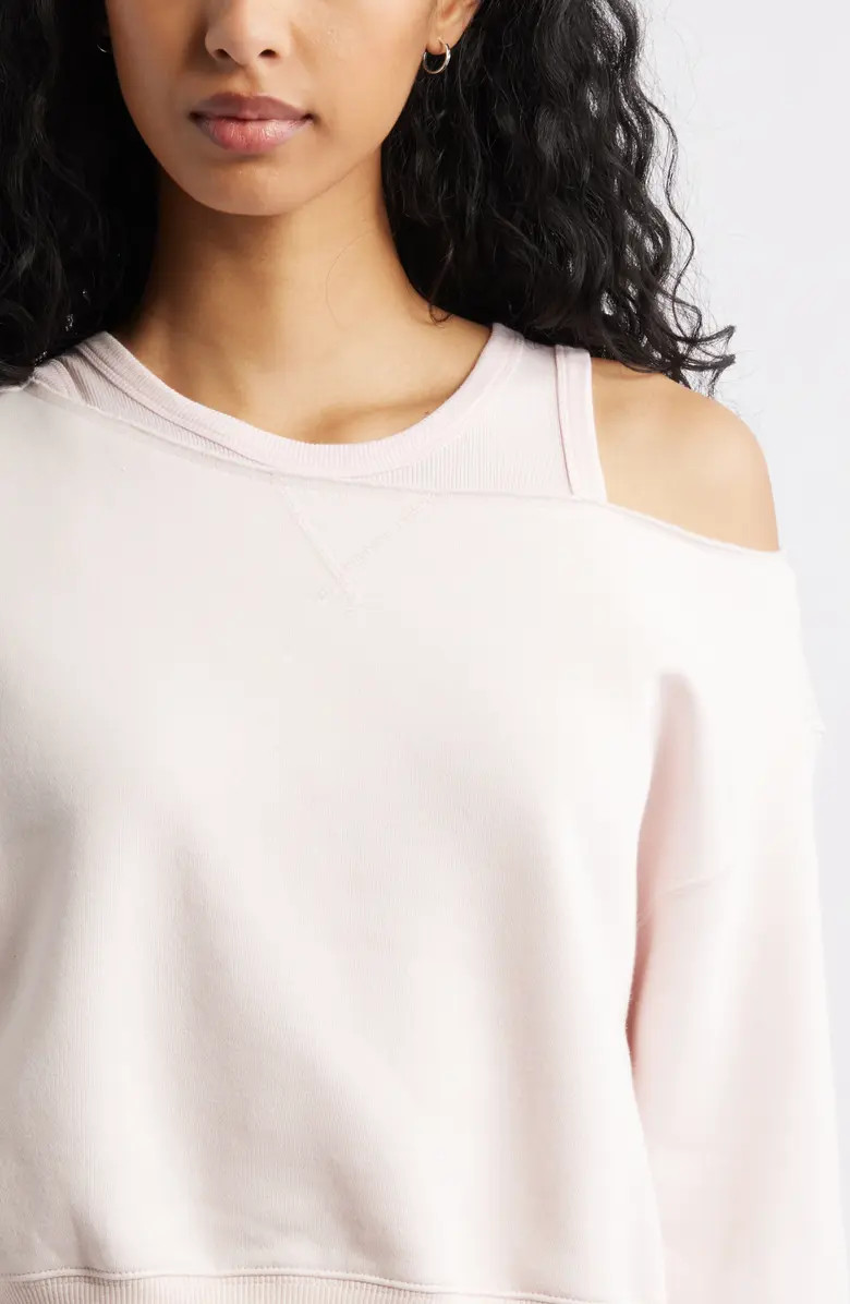 Fleece Detail Off the Shoulder Sweatshirt | Nordstrom