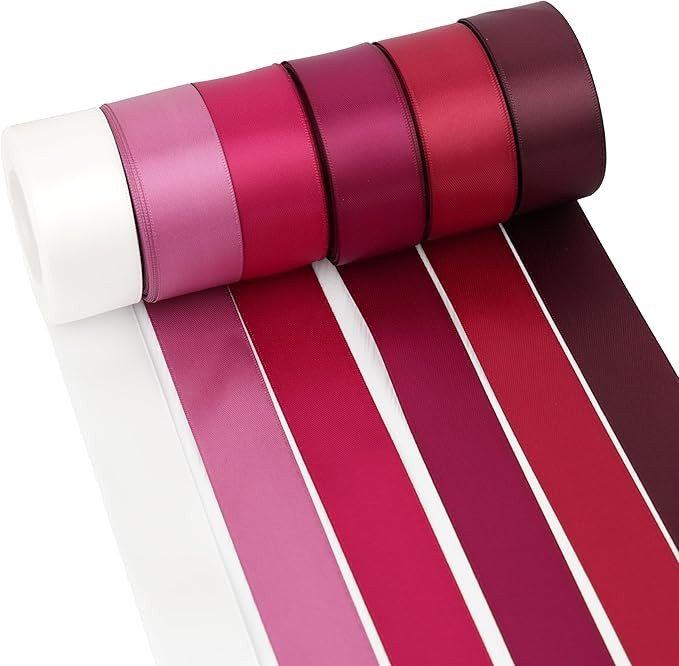 MAYREEL Burgundy Satin Ribbon 1 Inch Dark Red Maroon Ribbon for Gift Wrapping Crafts Wedding Brid... | Amazon (US)