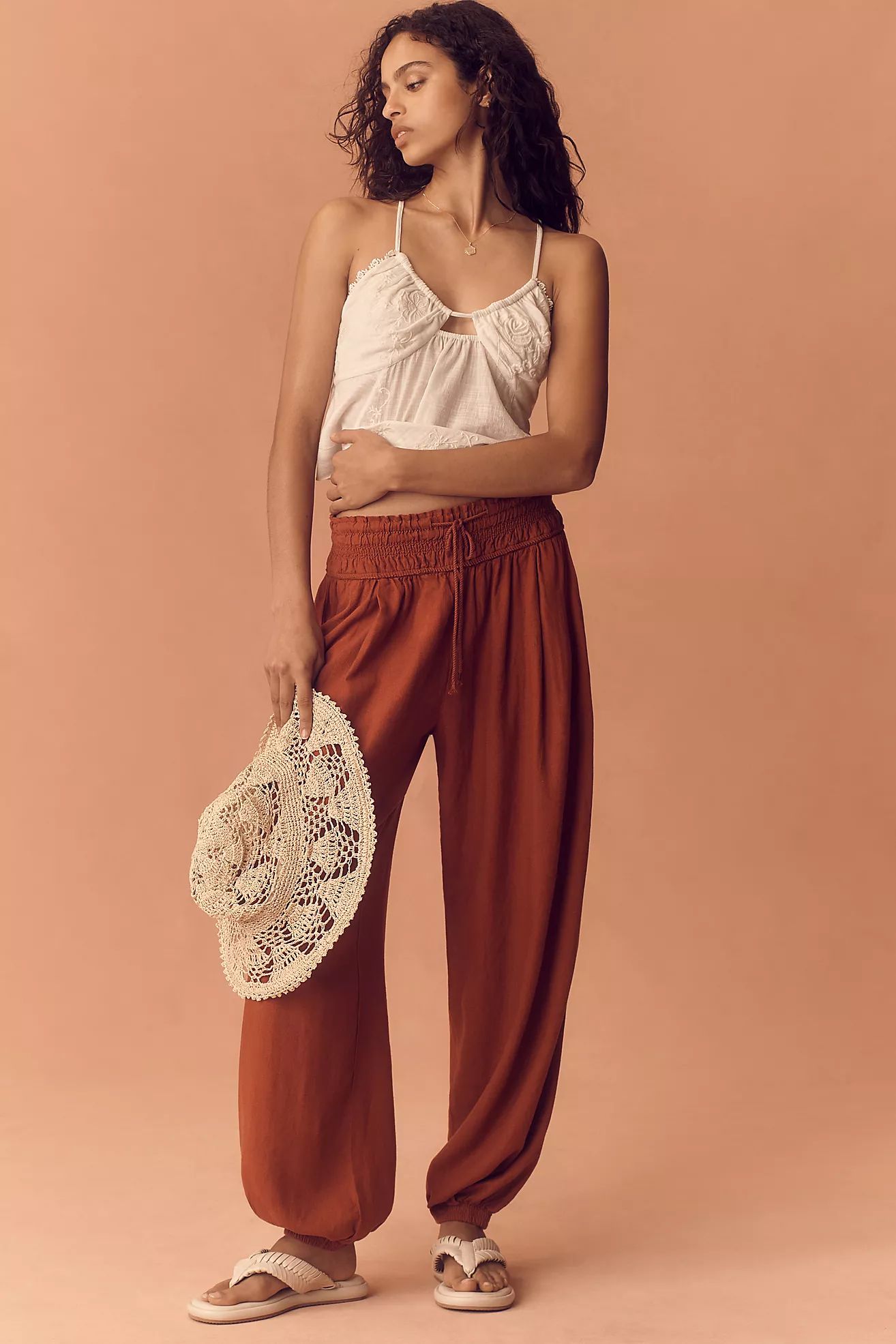 By Anthropologie Linen Smocked Balloon Pants | Anthropologie (US)