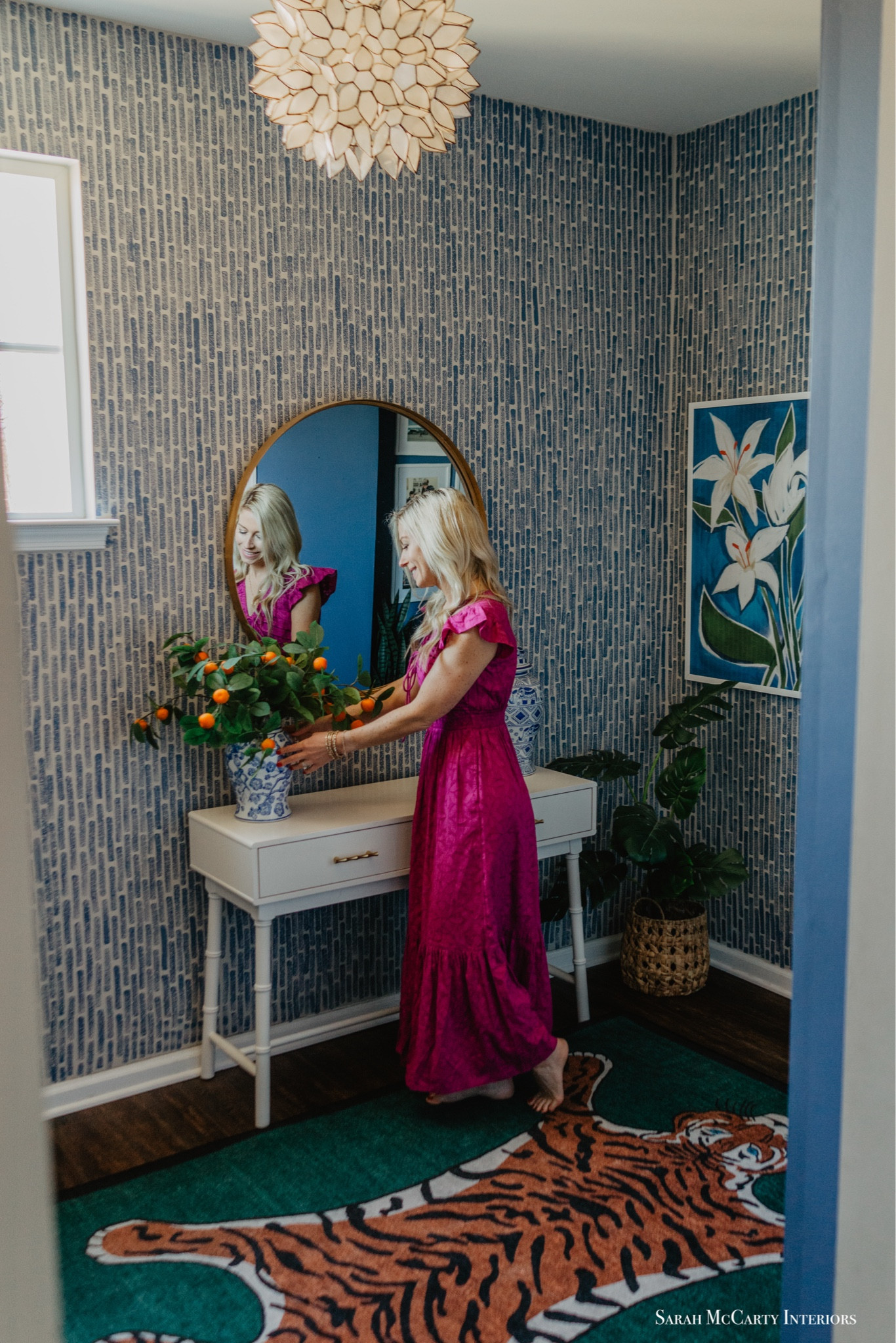 Statement rug, statement dress 🔥 💚 Shop this colorful entryway rug, console table, home decor, and maxi dress 🩷 Animal print, blue and white home, chinoiserie chic

#LTKHome #LTKStyleTip