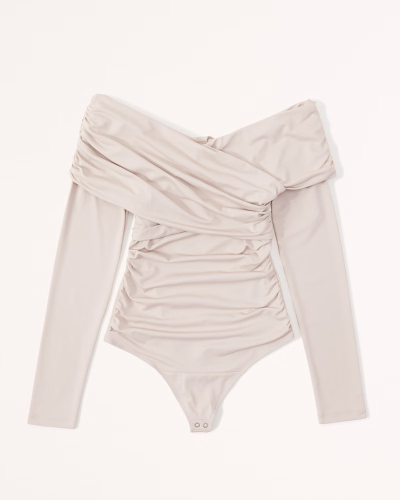 Long-Sleeve Ruched Wrap Bodysuit | Abercrombie & Fitch (US)