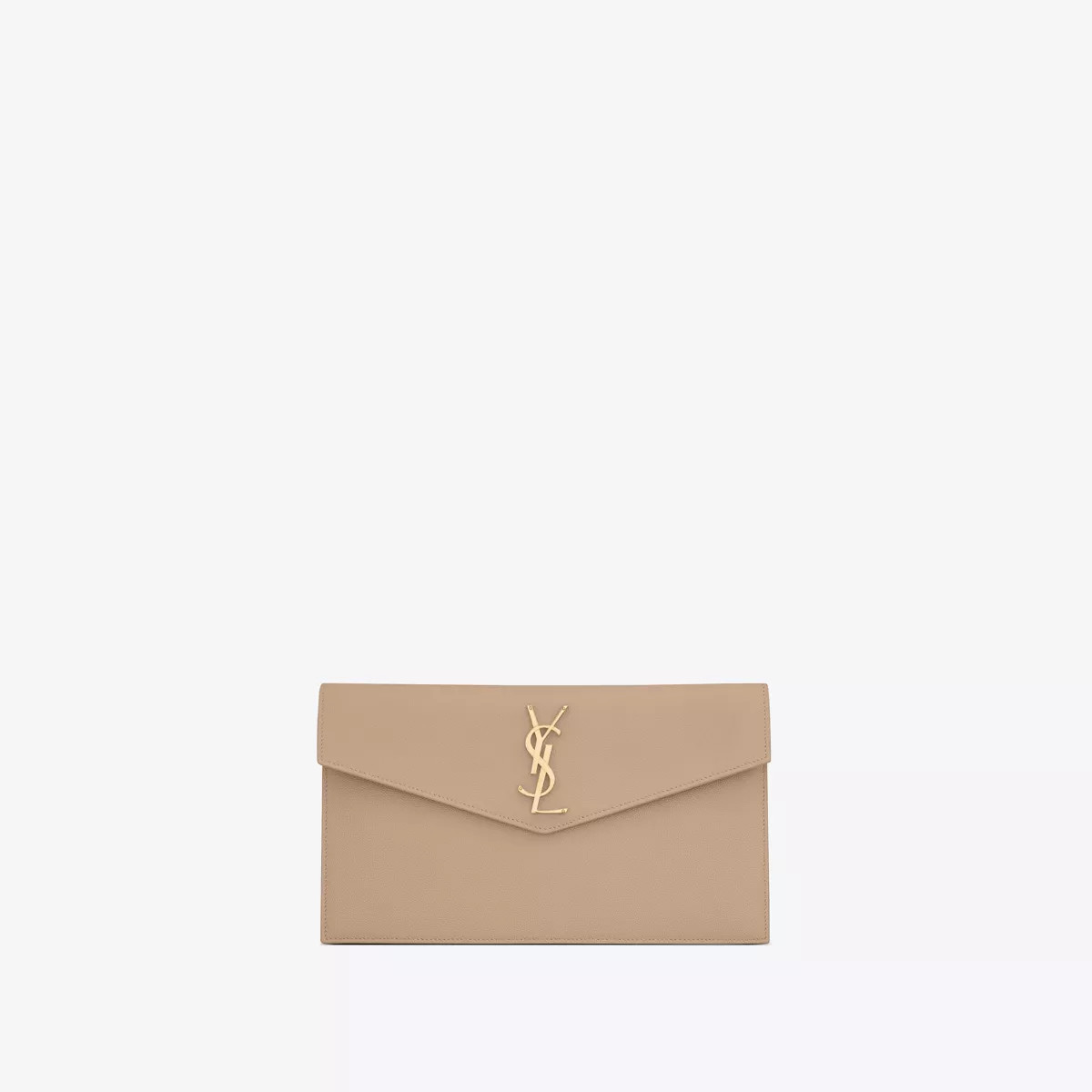 Uptown Pouch In Grain De Poudre Embossed Leather Beige One Size | Saint Laurent Inc. (Global)