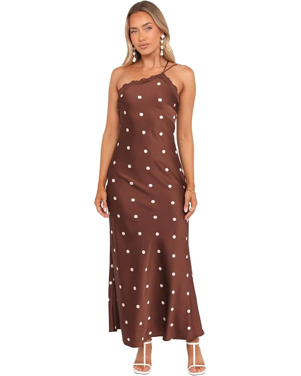 Petal & Pup Women's Anika Maxi Dress Brown Polka Dot | Amazon (US)