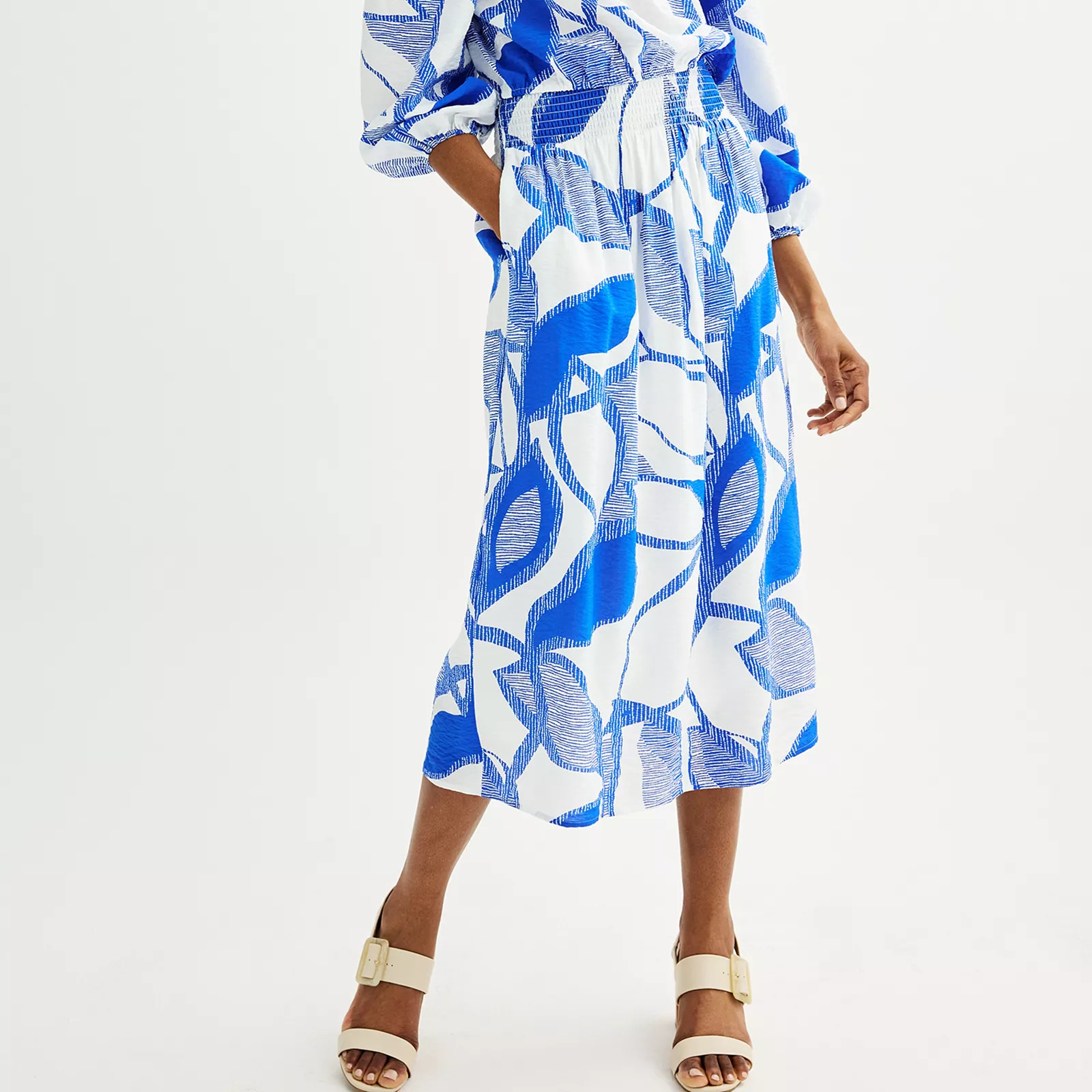 Women's Nine West Smocked Waist Midi Skirt | Kohl's