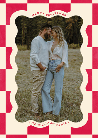 "Christmas Check" - Customizable Christmas Photo Cards in Red by Robert and Stella. | Minted