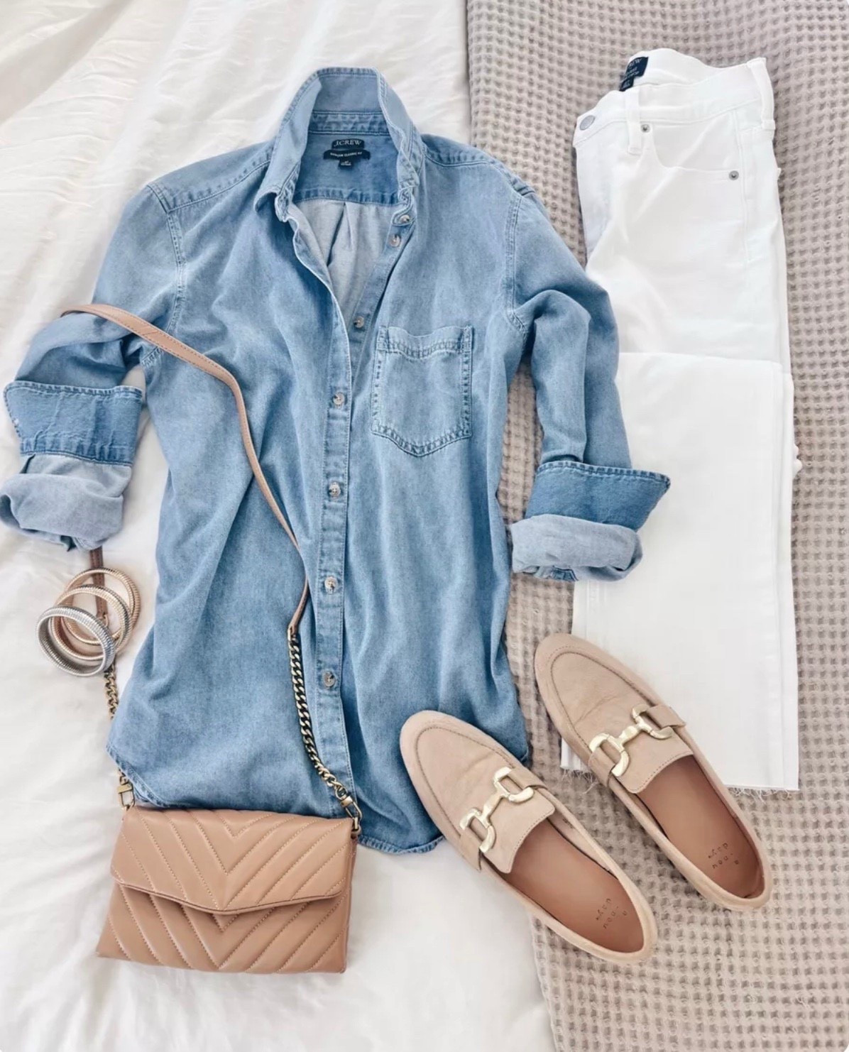 Chambray shirt and white pants are a spring staple. Linking similar loafers, these are sold out. 

#LTKmomlife #LTKSeasonal #LTKootd
