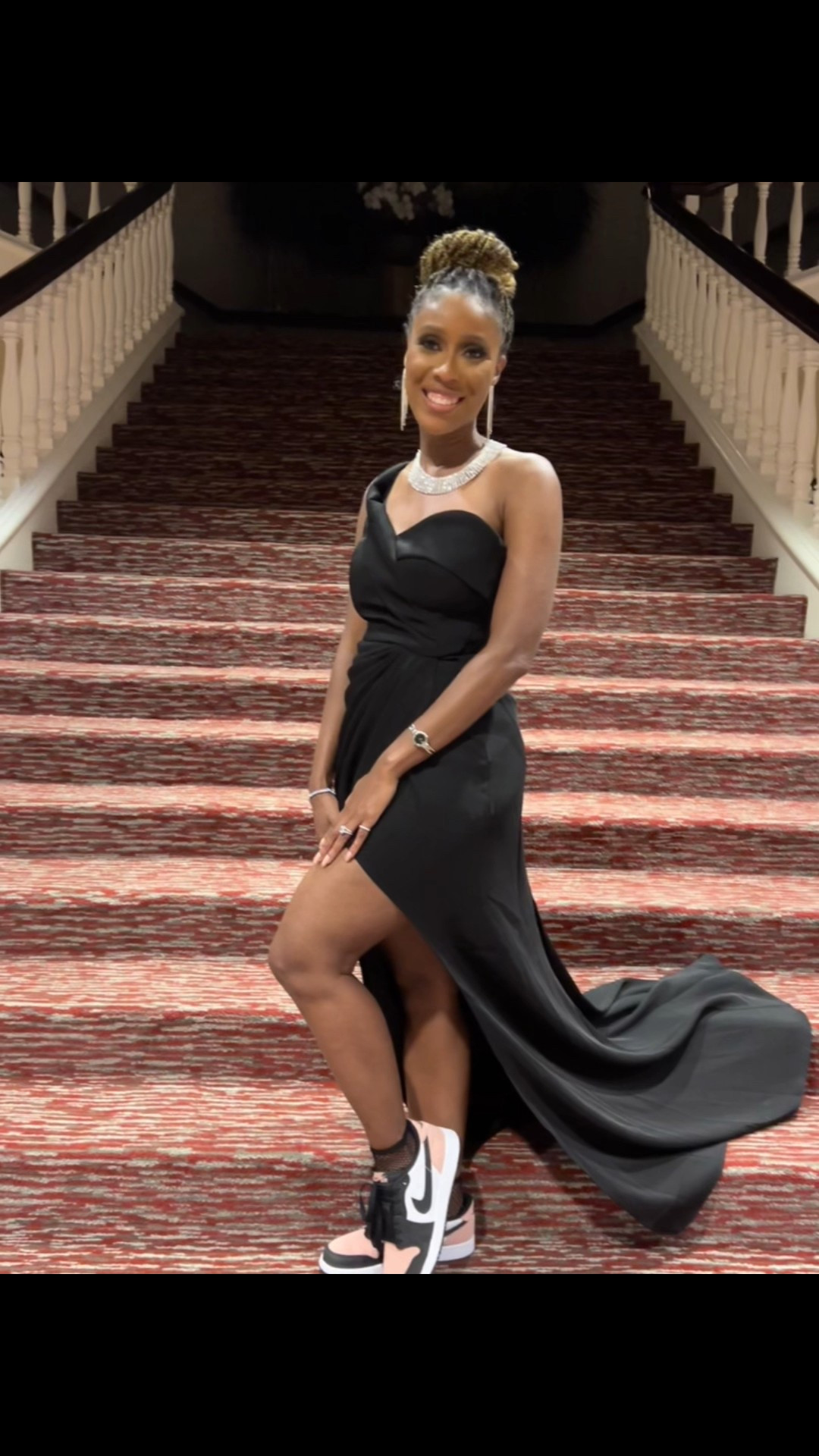Sneaker Ball Outfit Inspo ✨ Wearing a classic off-shoulder black gown styled with my favorite Jordan 1 sneakers 🖤👟 The perfect mix of formal fashion and streetwear style. If you’re looking for elegant sneaker ball outfit ideas, this combo is chic, comfortable, and timeless. Linking similar black evening gowns and Jordan 1 dupes + styling options 

#LTKOver40 #LTKStyleTip #LTKParties