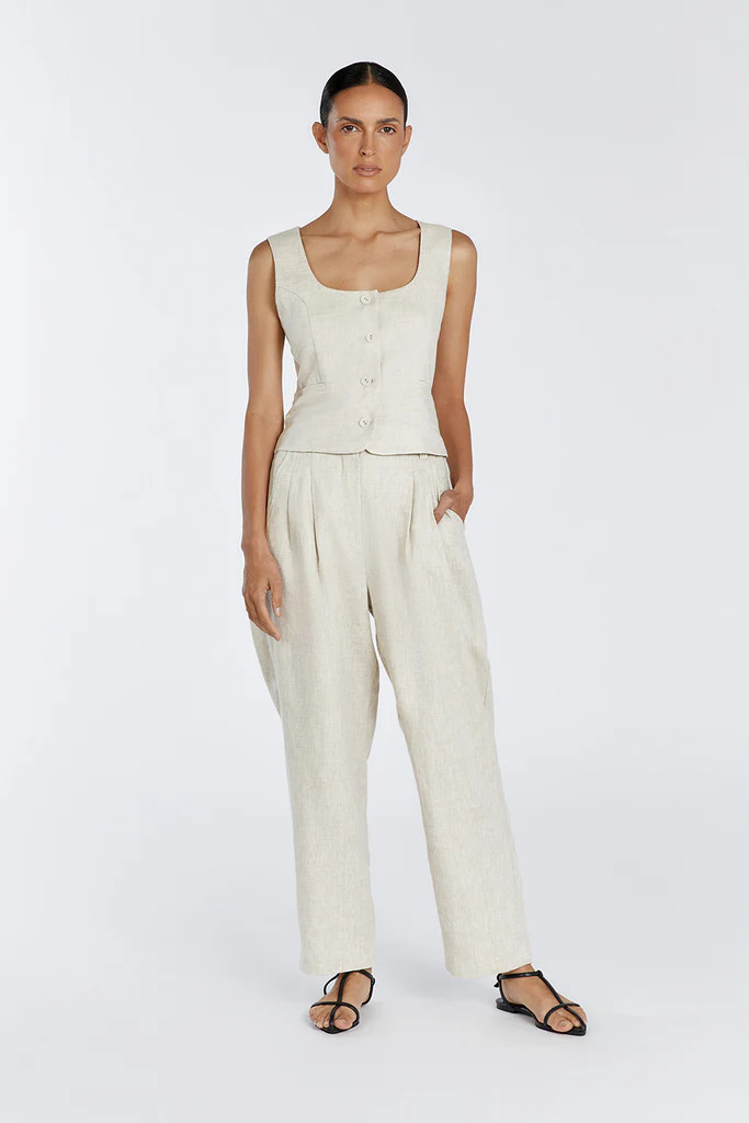 RYAN  NATURAL LINEN TAPERED PANT | DISSH