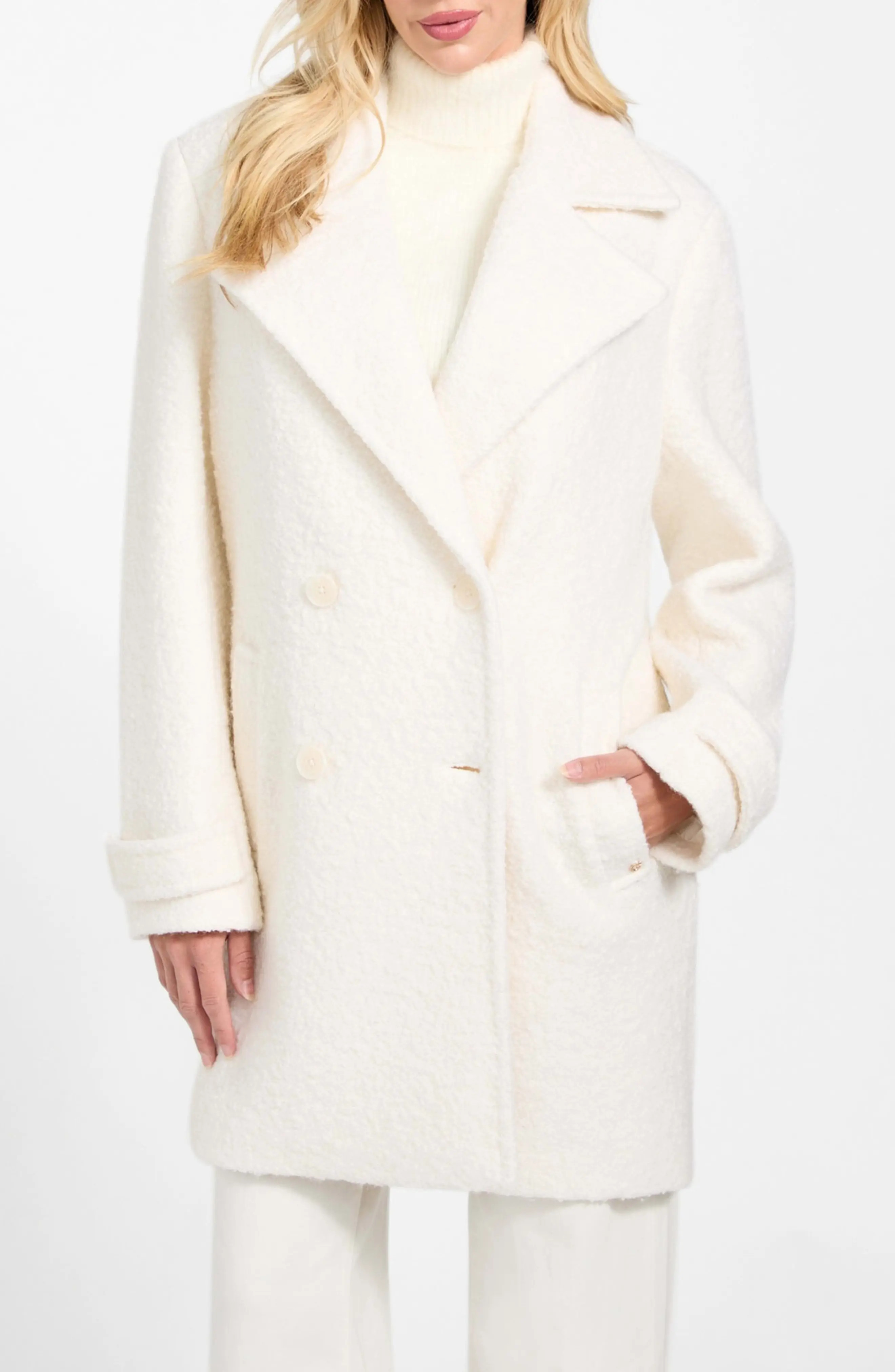 GUESS Leona Wool Blend Peacoat (Women) | Nordstrom | Nordstrom