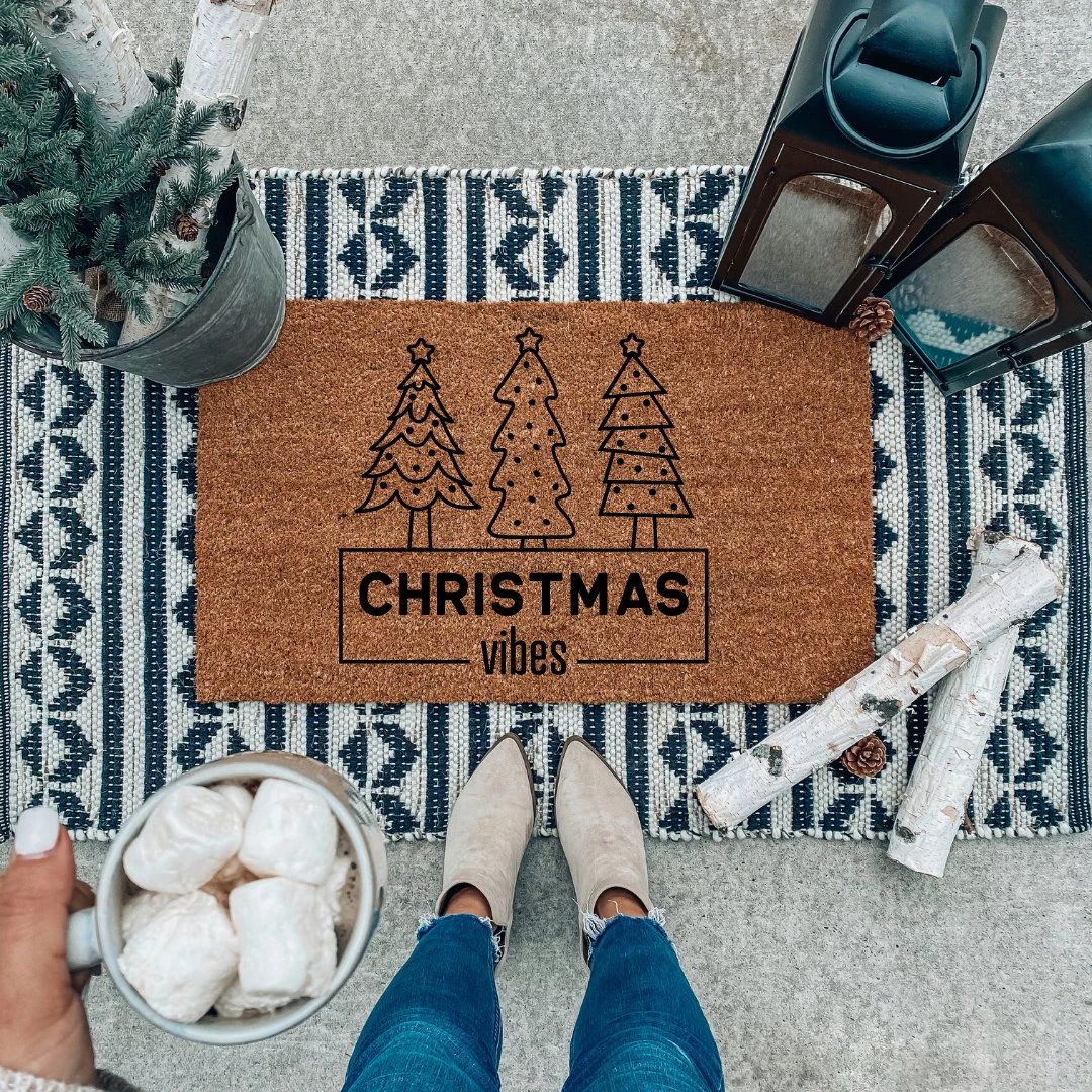 Christmas Vibes Doormat | Christmas Doormat | Cute Doormat | Holiday Doormats | Christmas Decor |... | Etsy (US)