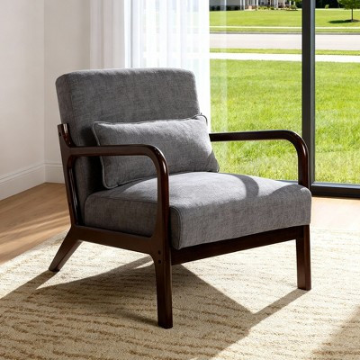 BABYYER Modern Accent Chair, Reading Leisure Armchair with Solid Wood Frame and Detachable Lumbar Pillow for Living Room and Bedroom | Target