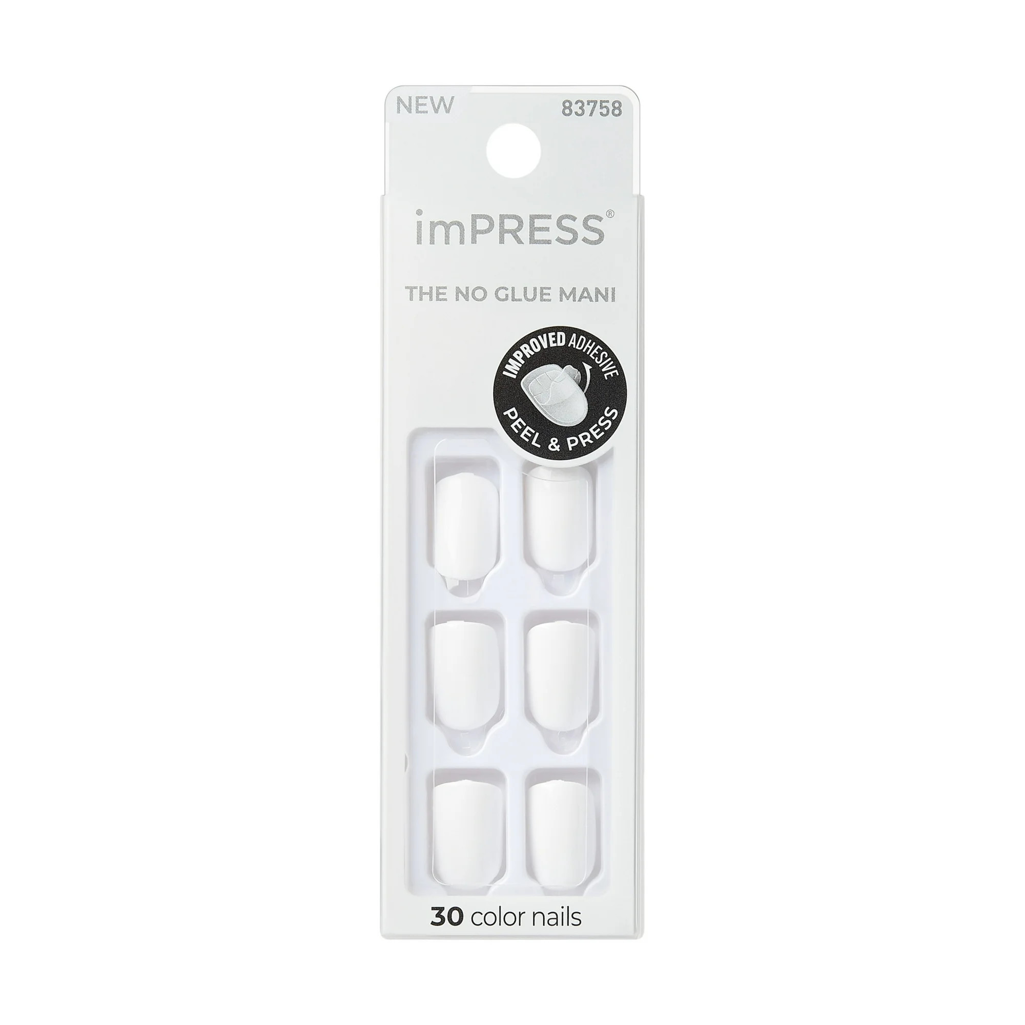 KISS imPRESS  Press on Nails, Frosting, White, Short Squoval, 30 Count | Walmart (US)