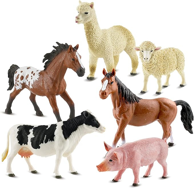 6PCS Farm Animal Toys for Kids 3-5 Realistic Plastic Farm Animal Figurines Educational Learning T... | Amazon (US)