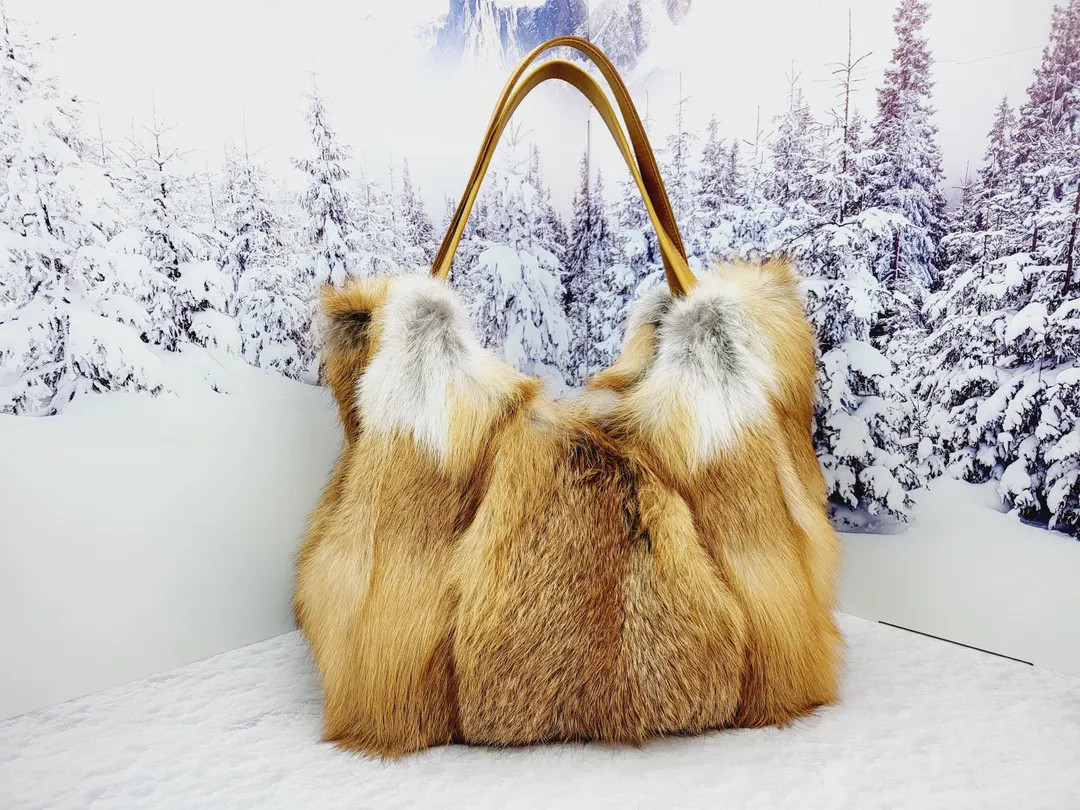 Real Red Fox Fur Shopping Bag Women Genuine Fur Purse - Etsy | Etsy (US)