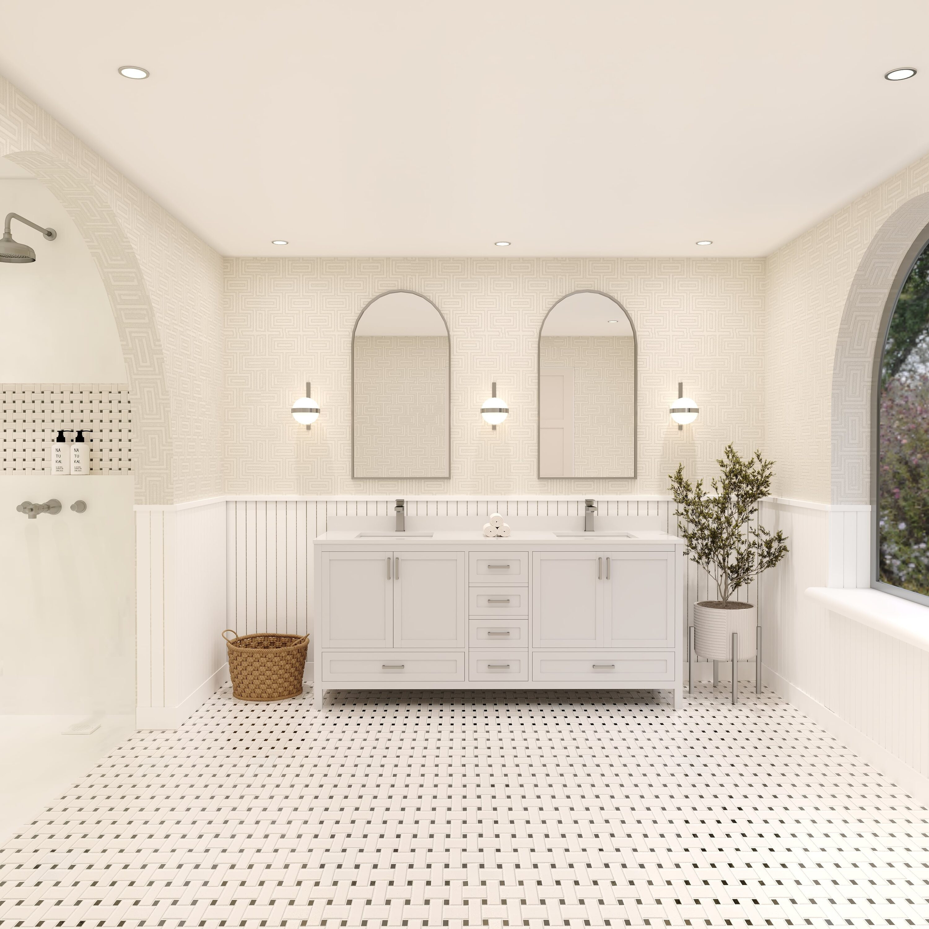 Ayna Decors 72-in White Undermount Double Sink Bathroom Vanity with White Quartz Top | AVR72WH3002 | Lowe's