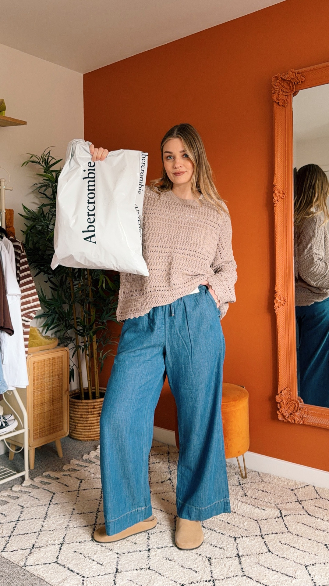 I’m wearing..

Blue Cambray “jeans” - M, short
Dark blue barrel - S
Brown linen barrel - M (come up big)
Check barrel - M (come up big)
Jumper - XL 

#LTKunboxing #LTKUK #LTKhaul