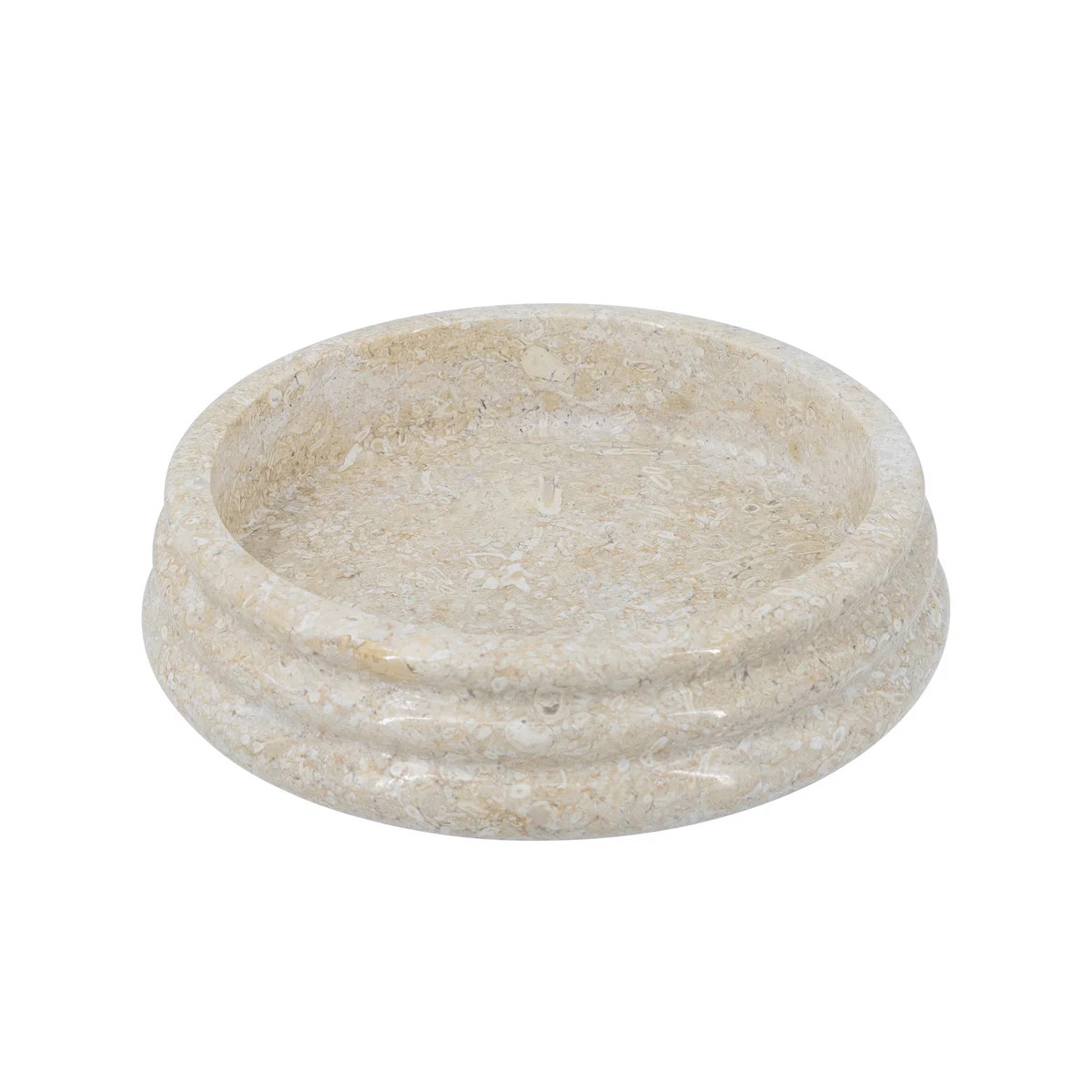 D8.5X2" Decorative Cream Marble Bowl With Round Ribbed Design | Wayfair North America