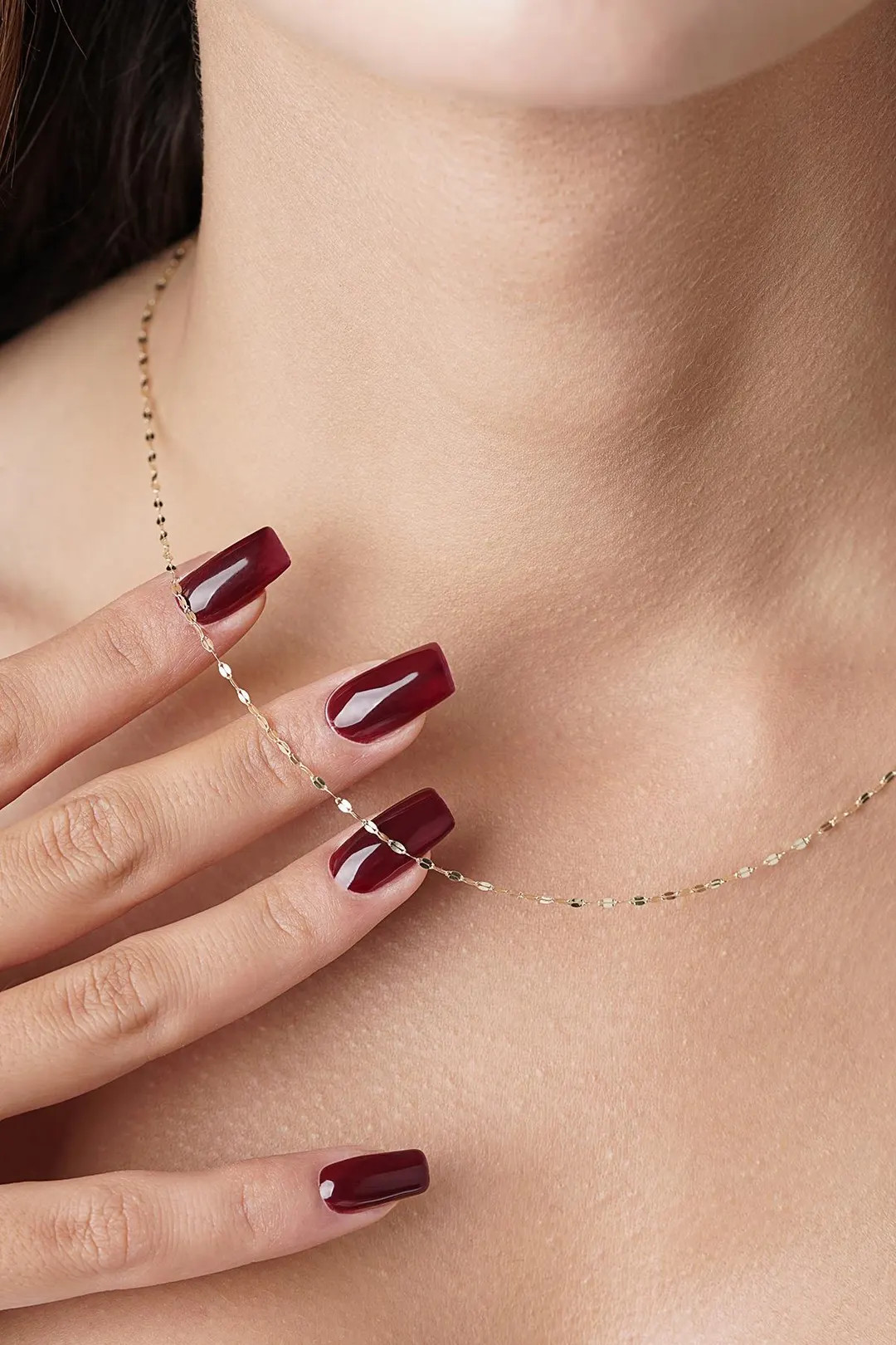 14k Solid Gold Mirror Chain Necklace, Dainty Sparkle Gold Choker, Glitter Chain for Women, Real G... | Etsy (US)