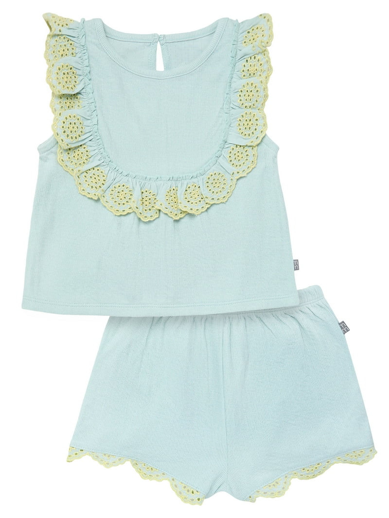 Modern Moments Toddler Girl Eyelet Ruffle Short Set, 2-Piece, Sizes 12M-5T | Walmart (US)