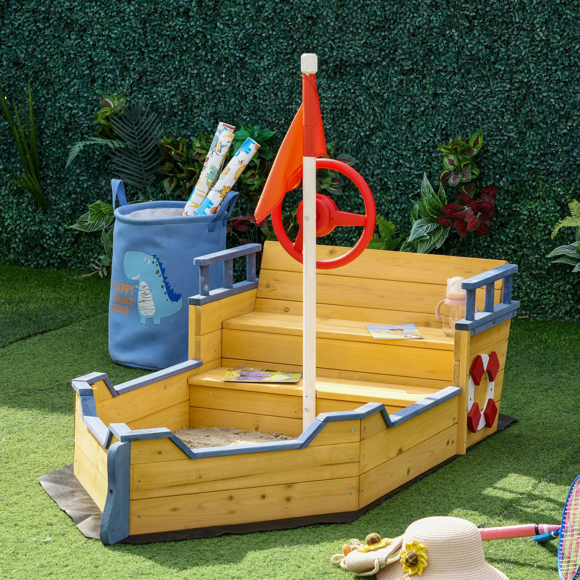 Outsunny 62.25" x 18" Solid Wood Novelty Sandbox & Reviews | Wayfair | Wayfair North America