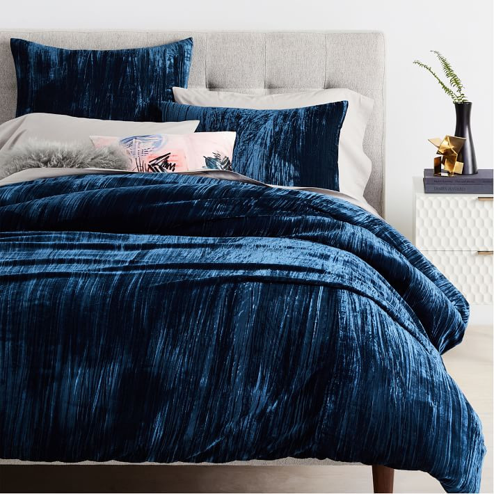 Crinkle Velvet Duvet Cover & Shams | West Elm (US)