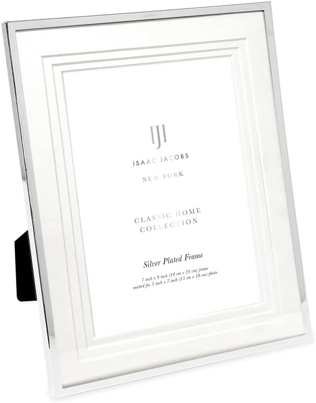 Isaac Jacobs 7x9 (Matted 5x7) Silver Metal Picture Frame, Triple Matted Classic Metal Photo Frame... | Amazon (US)