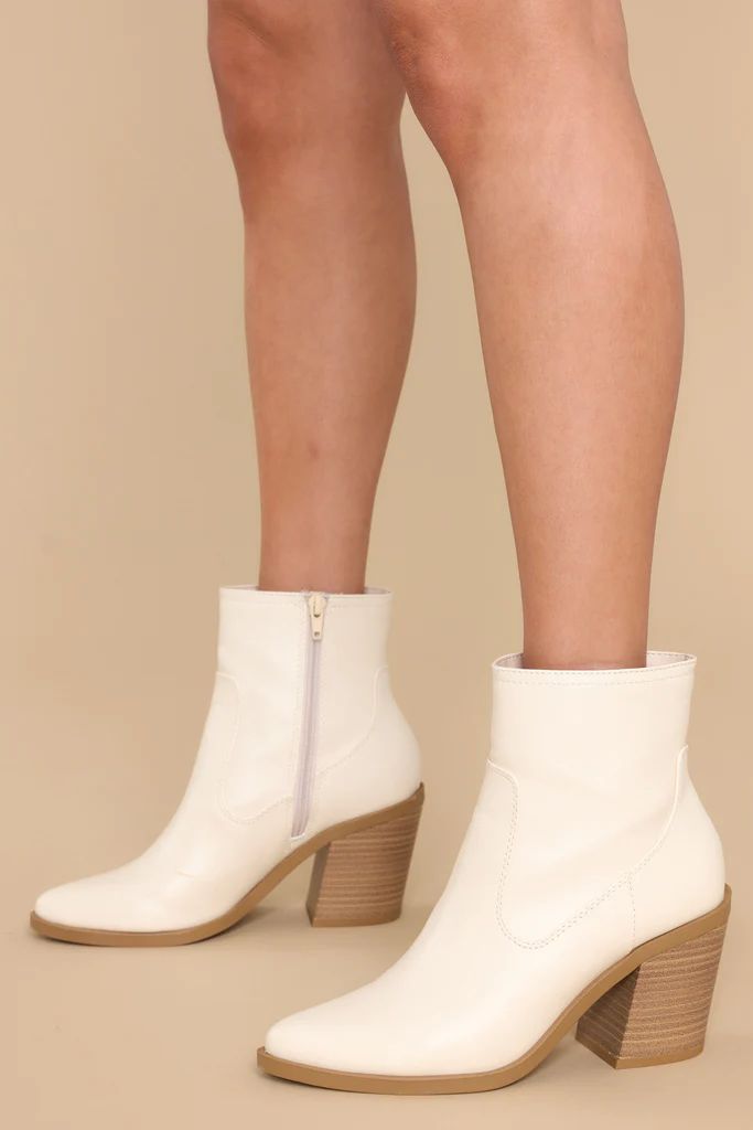 Stroll Through Town Ivory Ankle Booties | Red Dress 
