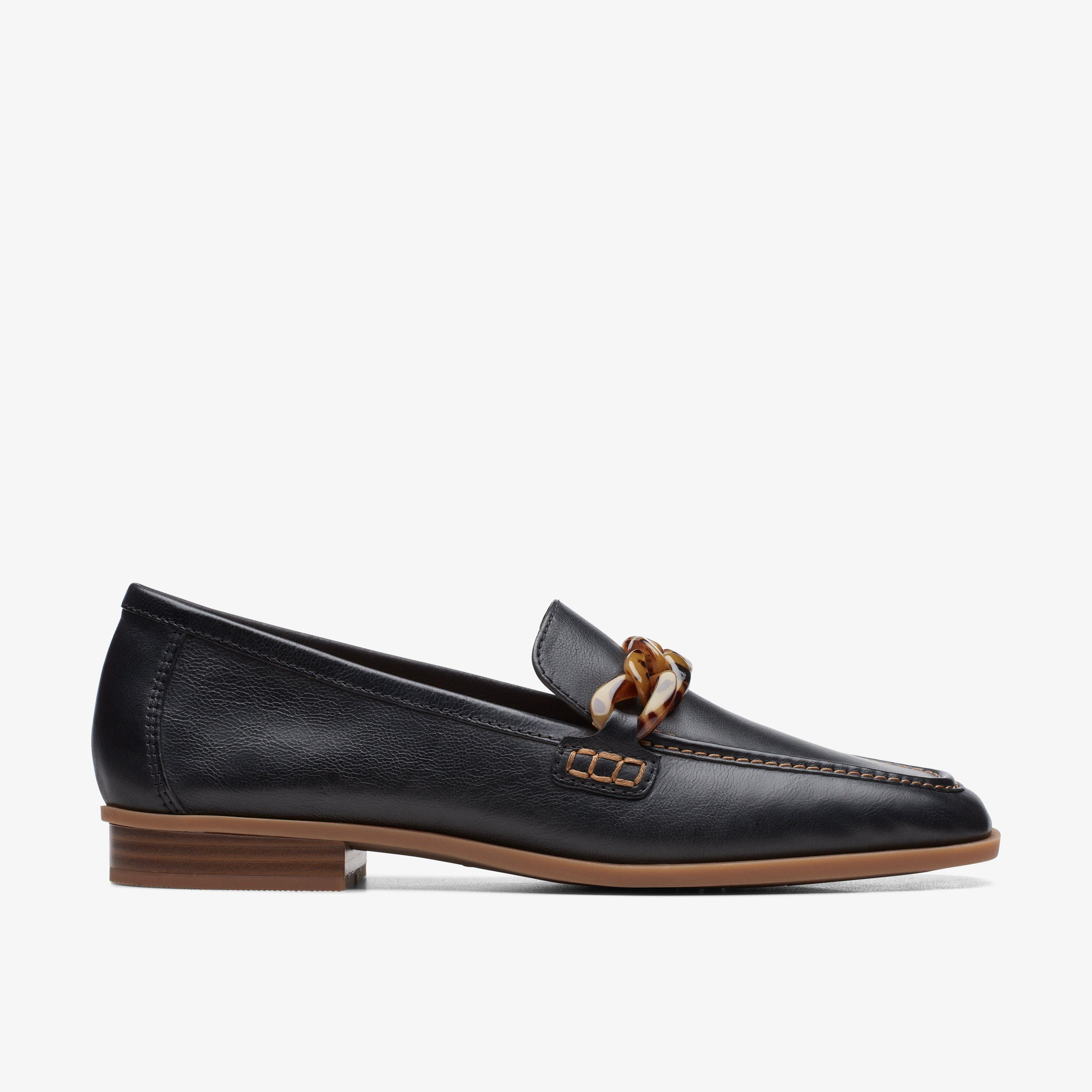 WOMENS Sarafyna Iris Black Leather Loafers | Clarks US | Clarks (US)
