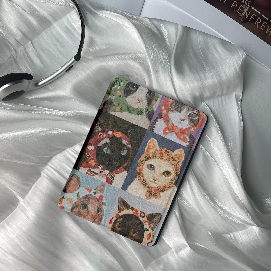 Cute Cats With Scarves Kindle Cover - Fits Kindle Paperwhite 11th Gen and All Models - Auto Wake/... | Etsy (US)