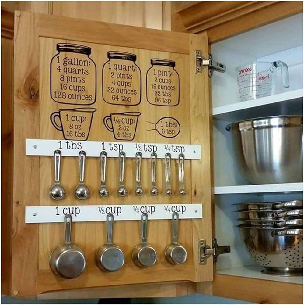 Set Kitchen Baking Cooking Cups Spoons Vinyl Decals - Measuring CONVERSIONS | Amazon (US)