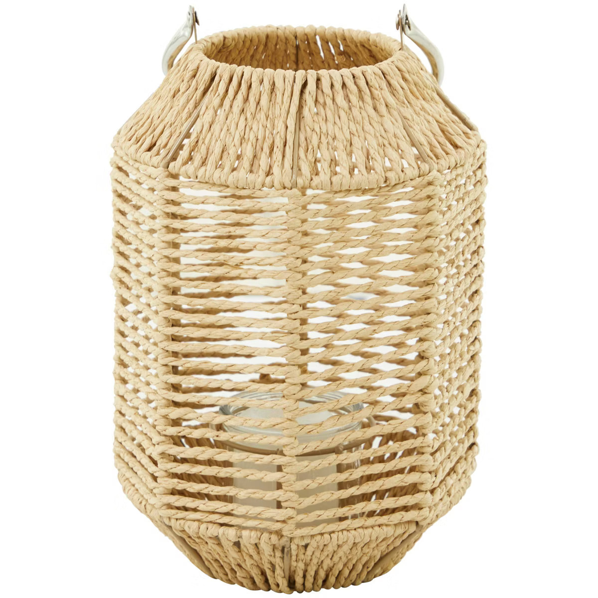 12'' x 7'' Paper Candle Lantern with Glass Holder and Handle Brown - Storied Home | Target