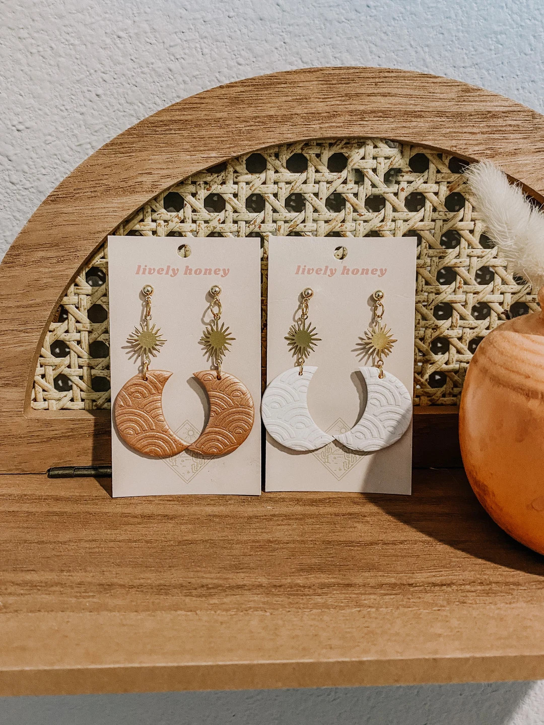 Crescent Moon Earrings | Polymer Clay Earrings | Boho Clay Earrings | Clay Earrings | Statement E... | Etsy (US)