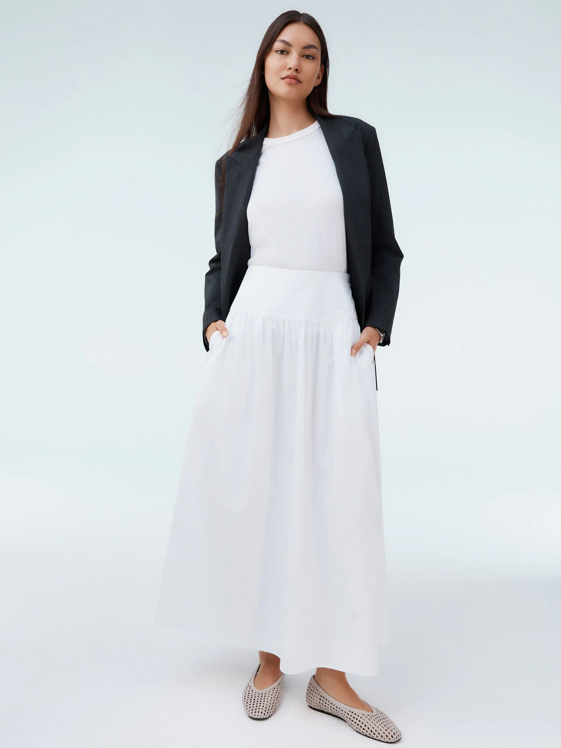 Buy White Drop Waist Midi Skirt from Next United Arab Emirates | Next UAE